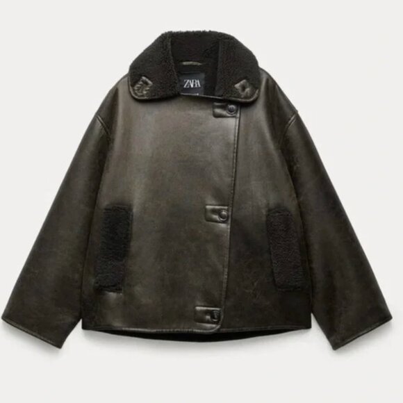 Zara Relaxed Double Faced Faux Shearling Jacket XS - Picture 10 of 10